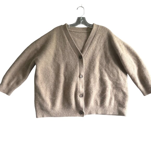 Jenni Kayne Cashmere Cocoon Cropped Cardigan Sweater Women's 2XL Beige